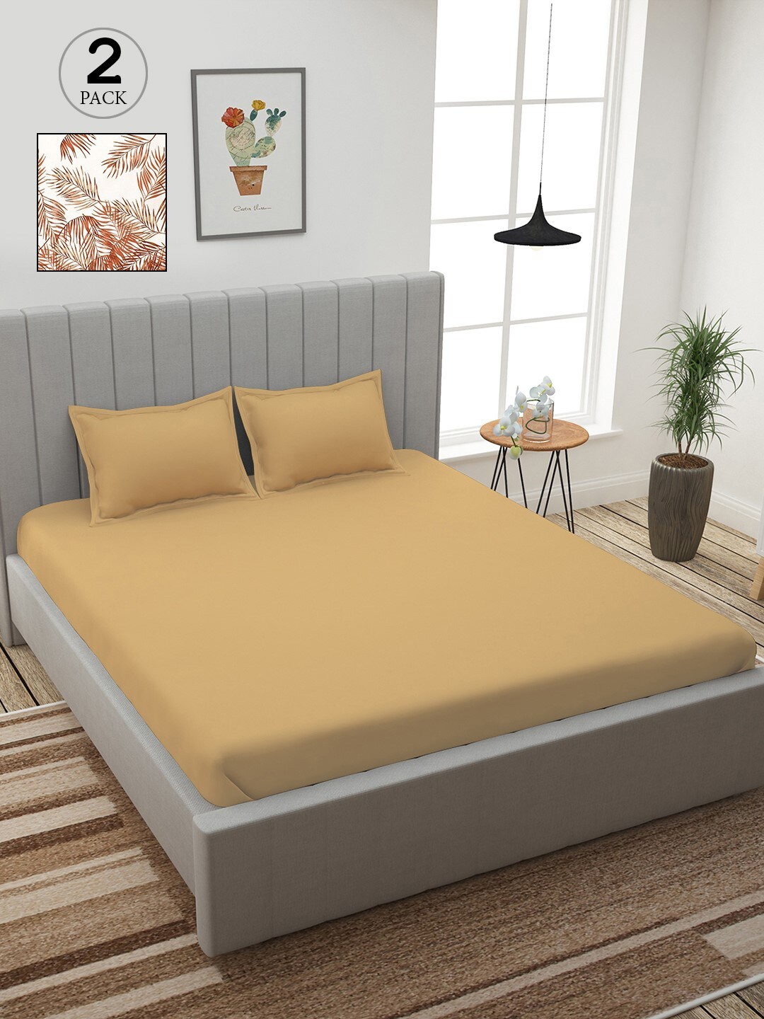 

Story@home Beige & Off White Floral 210 TC 2 King Bedsheet with 4 Pillow Covers