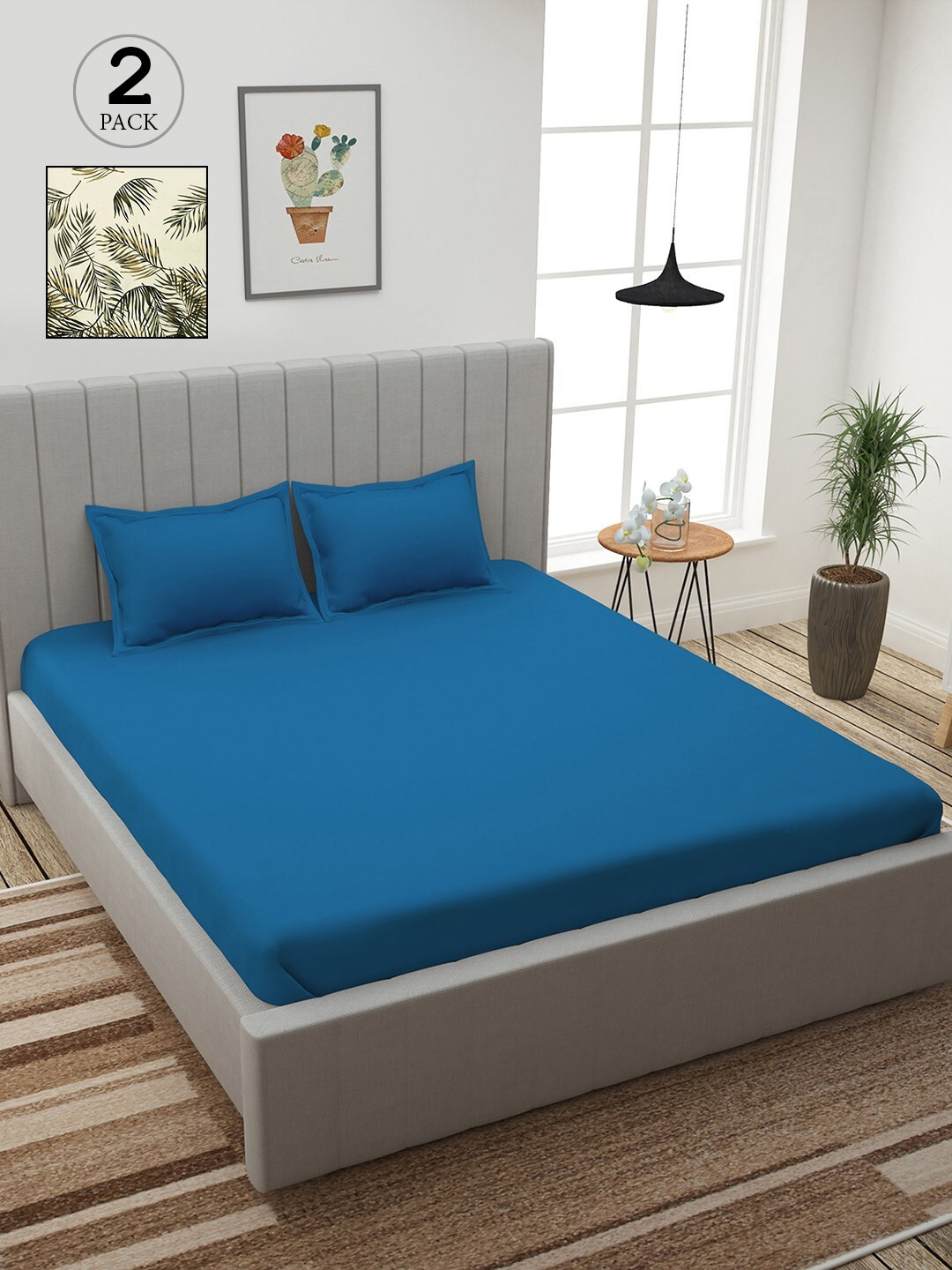 

Story@home Blue & Green 210 TC 2 King Bedsheet with 4 Pillow Covers