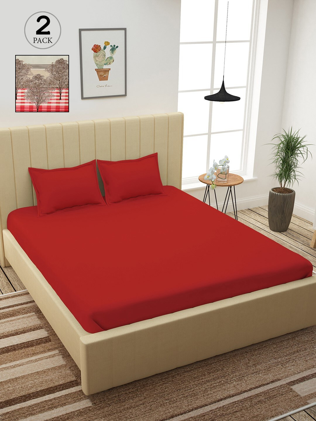 

Story@home Red & Beige 210 TC 2 King Bedsheet with 4 Pillow Covers
