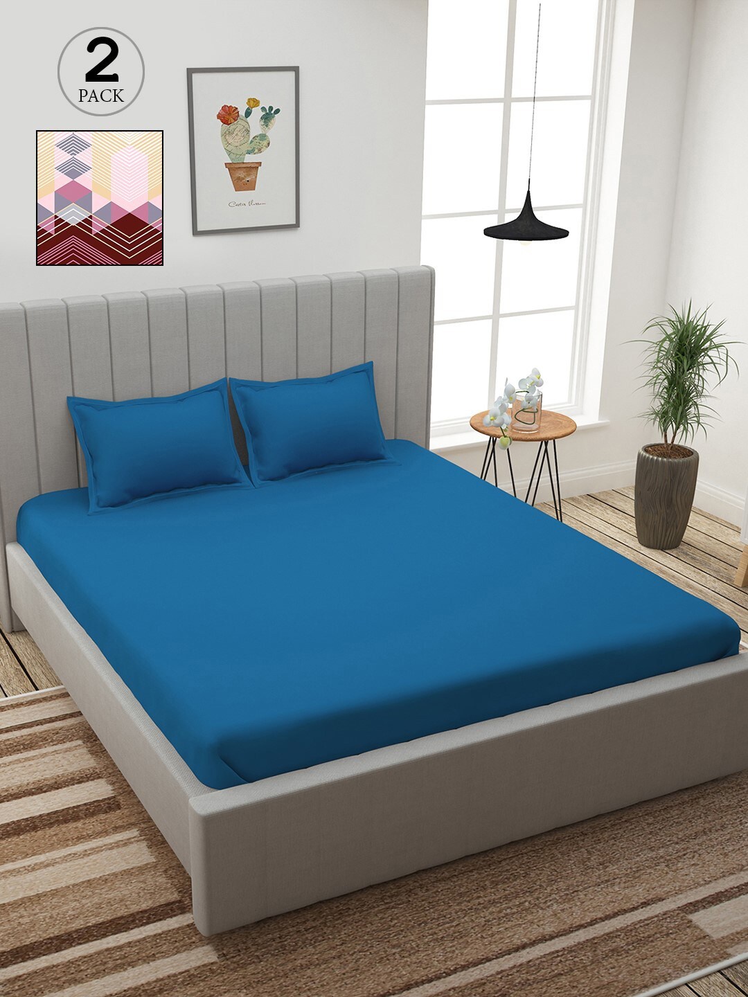

Story@home Blue & White 210 TC 2 King Bedsheet with 4 Pillow Covers
