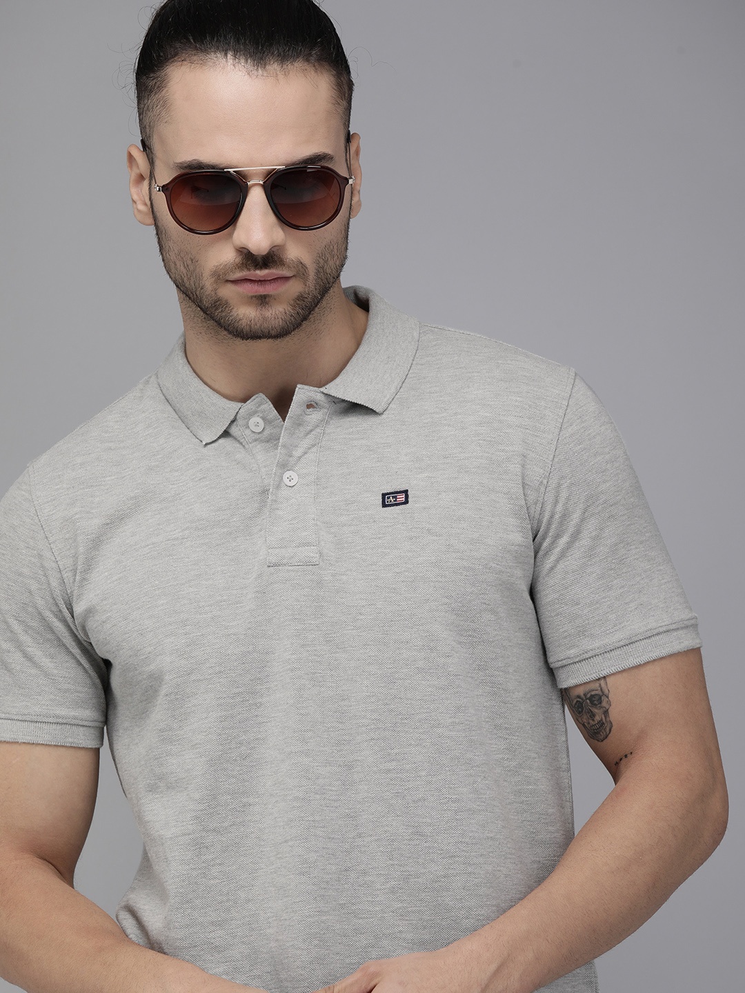 

Arrow Men Grey Polo Collar T-shirt
