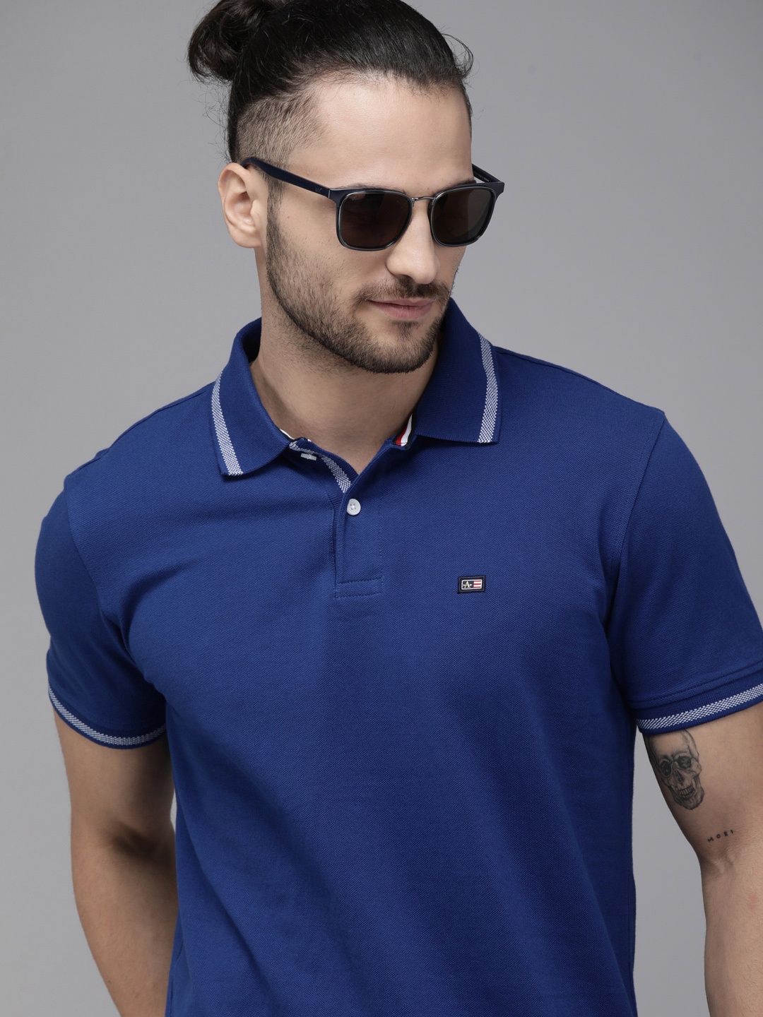 

Arrow Men Blue Polo Collar Pure Compact Cotton Pure Cotton T-shirt