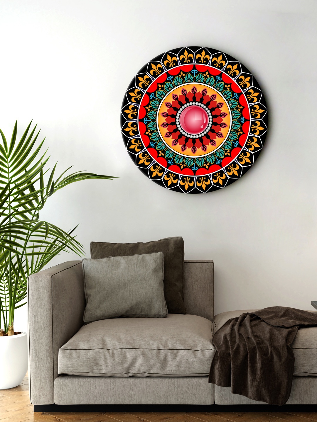 

999Store Black & White Digitally Printed Mandala Design Painting Wall Art, Red
