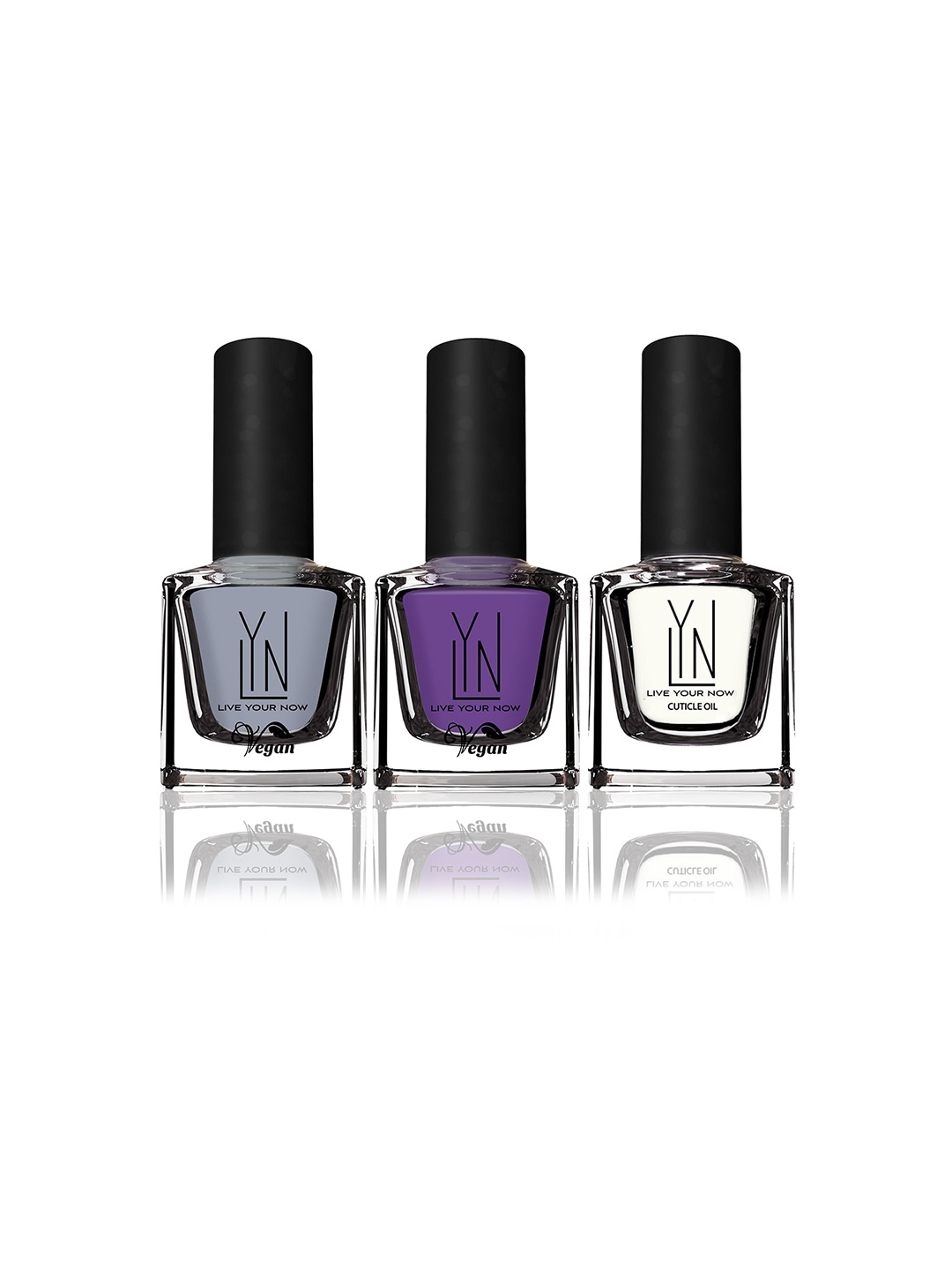 

LYN LIVE YOUR NOW Set of 3 Fast Dry Non Toxic Nail Lacquer with Cuticle Oil Long Lasting Fast Dry Non Toxic Nail Polish, Grey