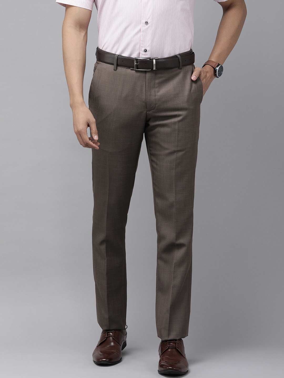 

Arrow Men Brown Tailored Fit Formal Trousers