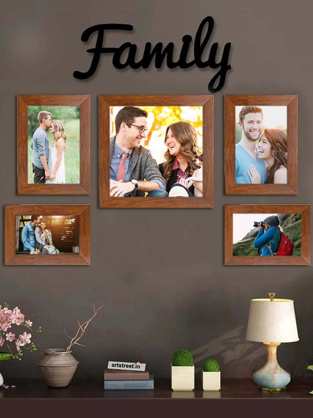 

Art Street Set of 5 MDF Wall Photo Frames, Brown