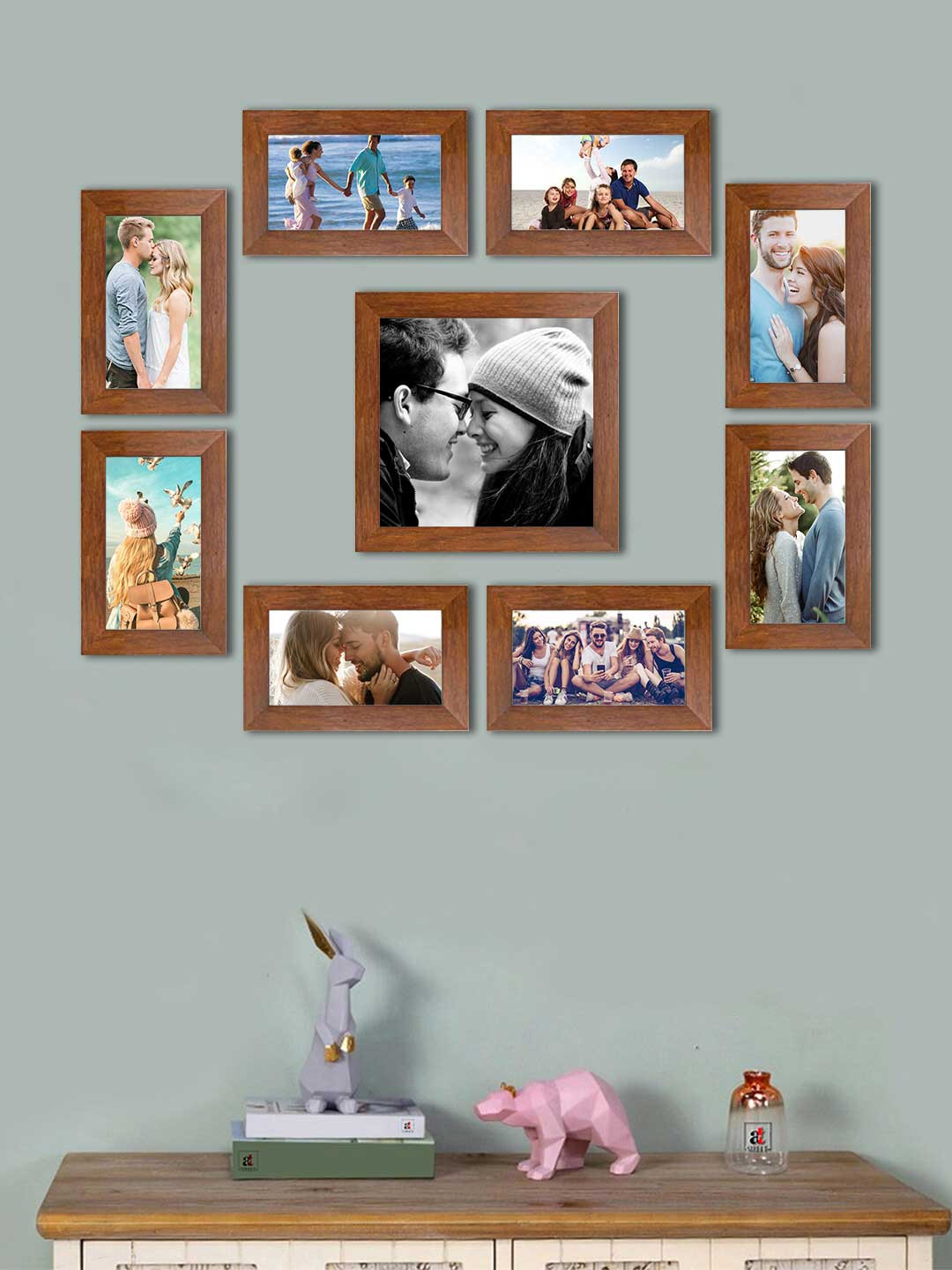 

Art Street Set of 9 MDF Wall Photo Frames, Brown