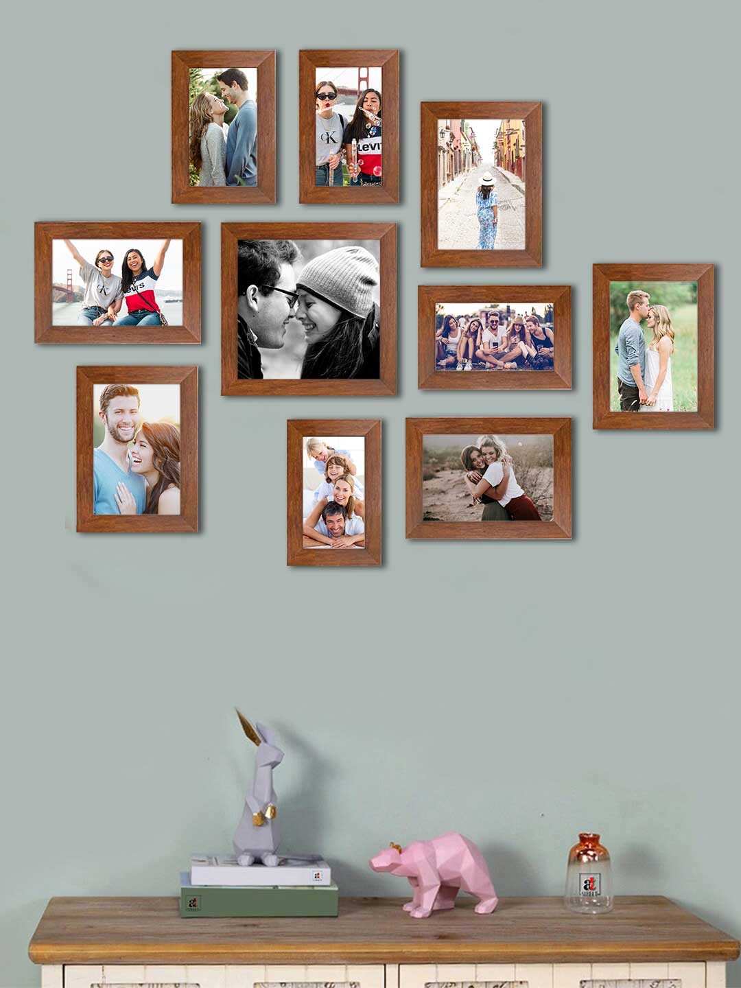 

Art Street Set of 10 MDF Wall Photo Frames, Brown