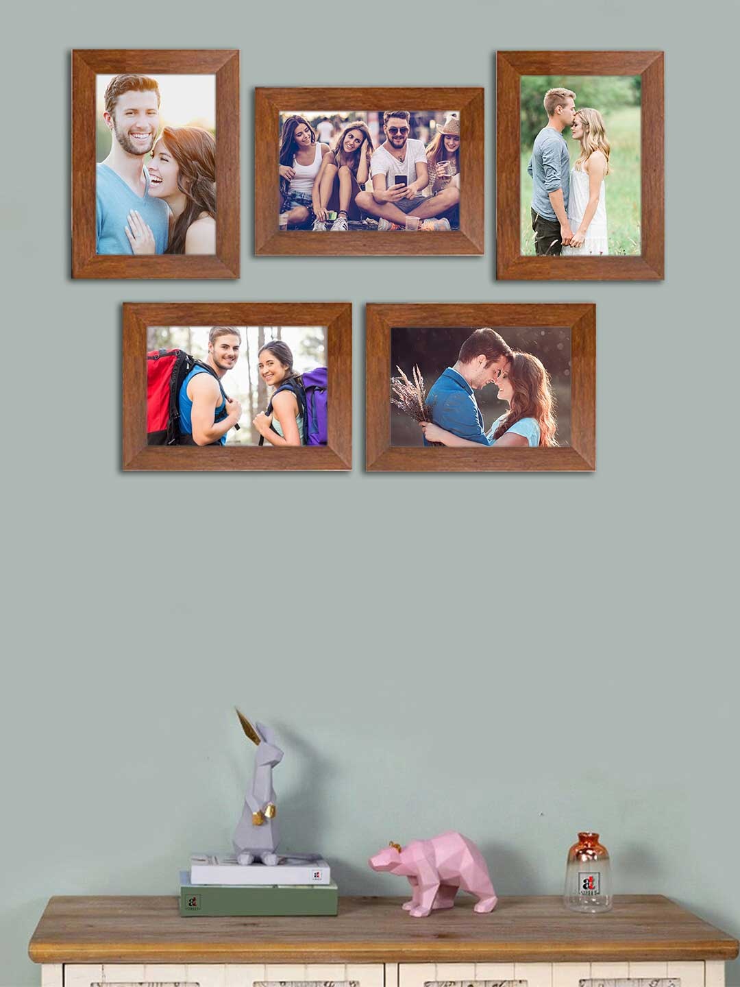

Art Street Set of 5 MDF Wall Photo Frames, Brown