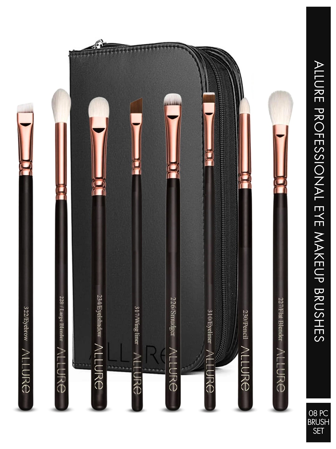 

ALLURE Essential Set of 8 Professional Eye Brushes - RGKE 08, Rose gold