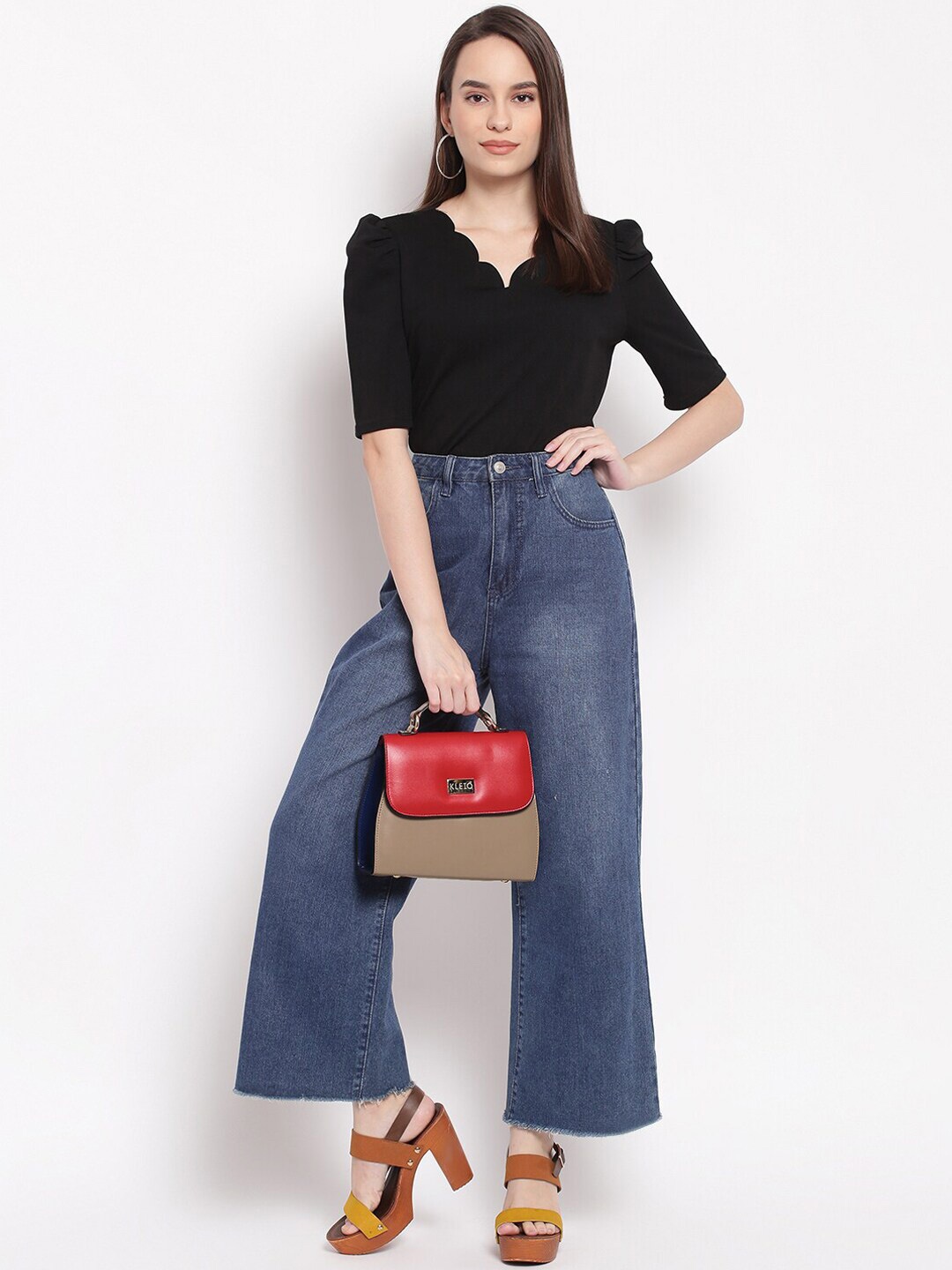 

KLEIO Colorblocked Shoulder Bag, Red
