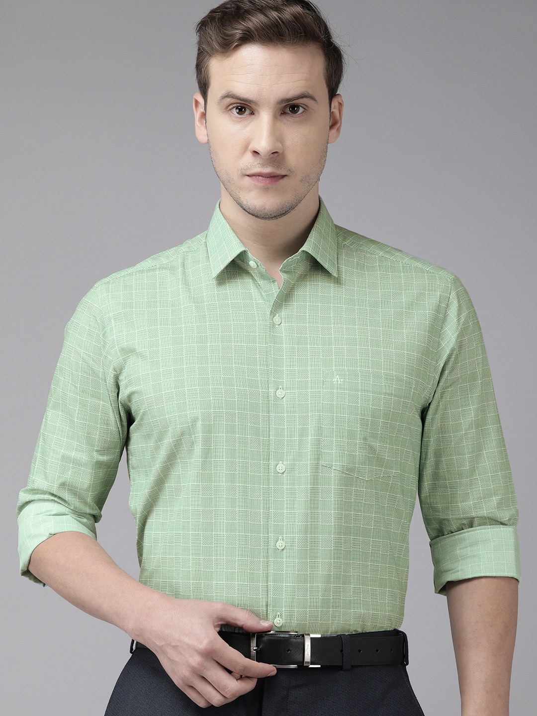 

Arrow Men Green Slim Fit Checked Formal Shirt