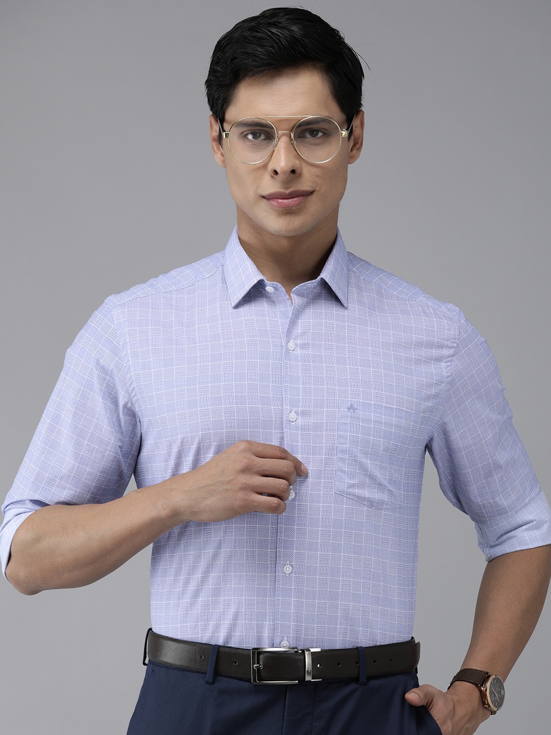 

Arrow Men Blue Manhattan Slim Fit Opaque Checked Formal Shirt