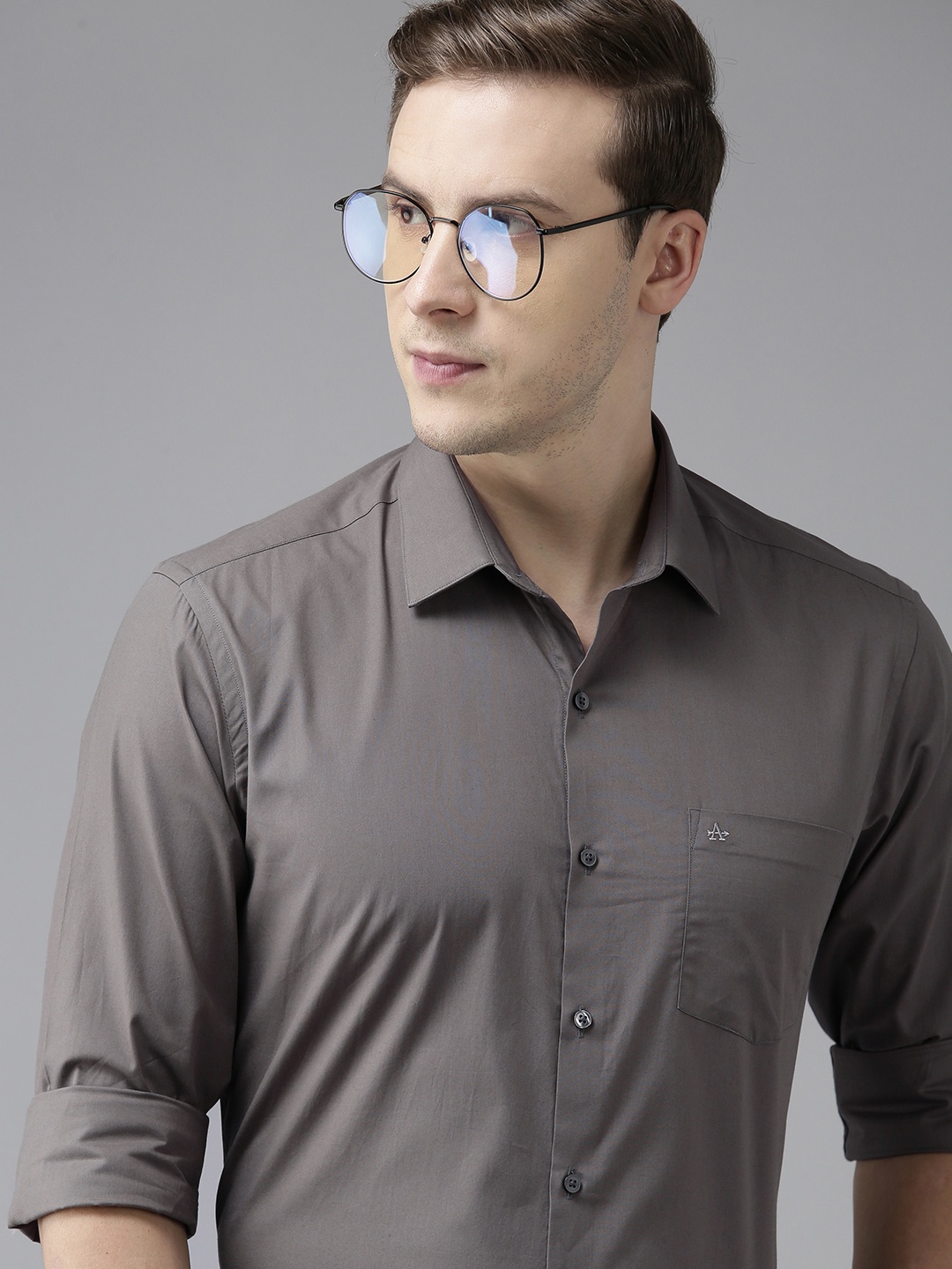 

Arrow Men Grey Slim Fit Solid Pure Cotton Formal Shirt