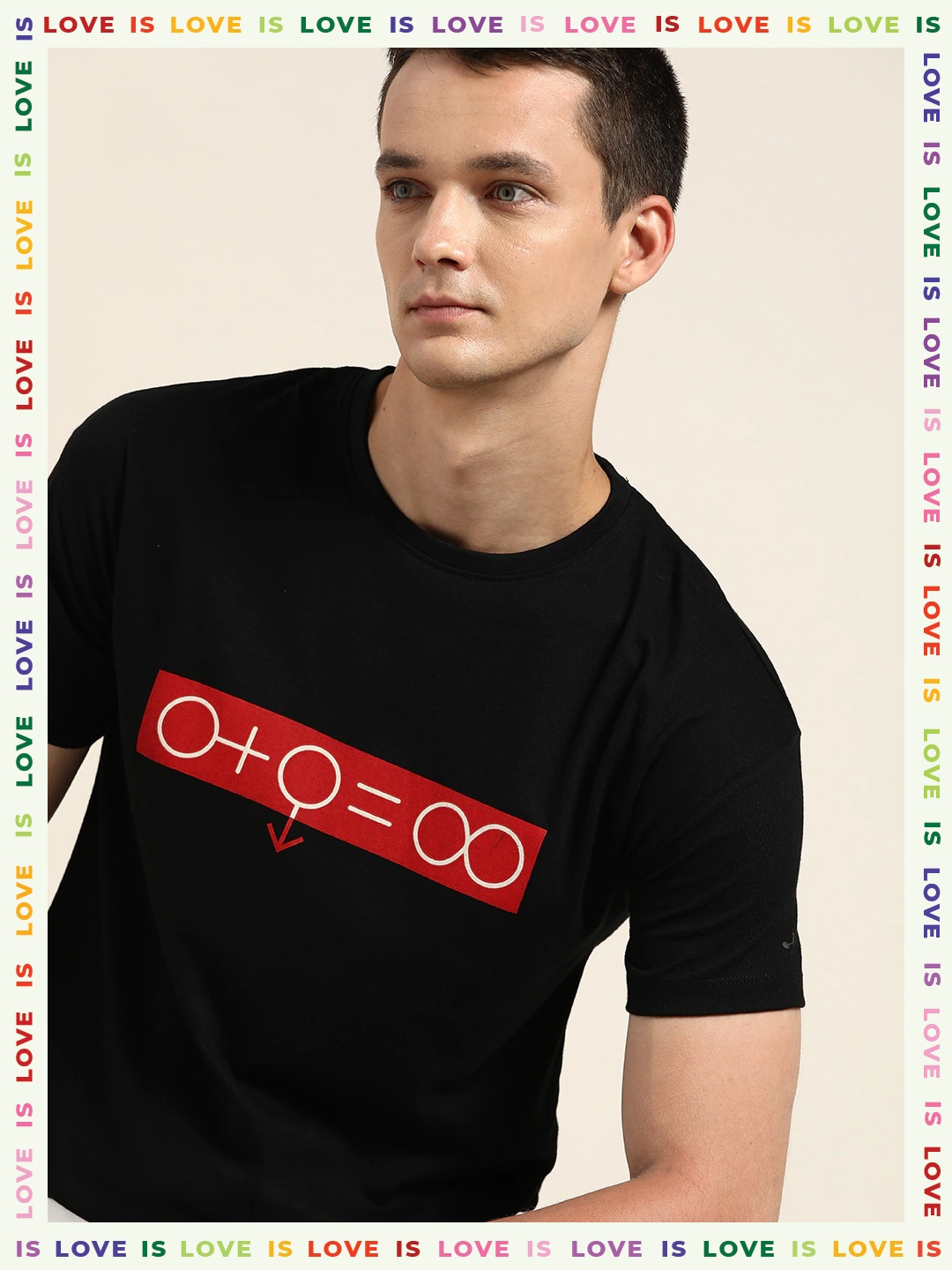 

ether Unisex Black Red Printed Round Neck Pure Cotton T-shirt