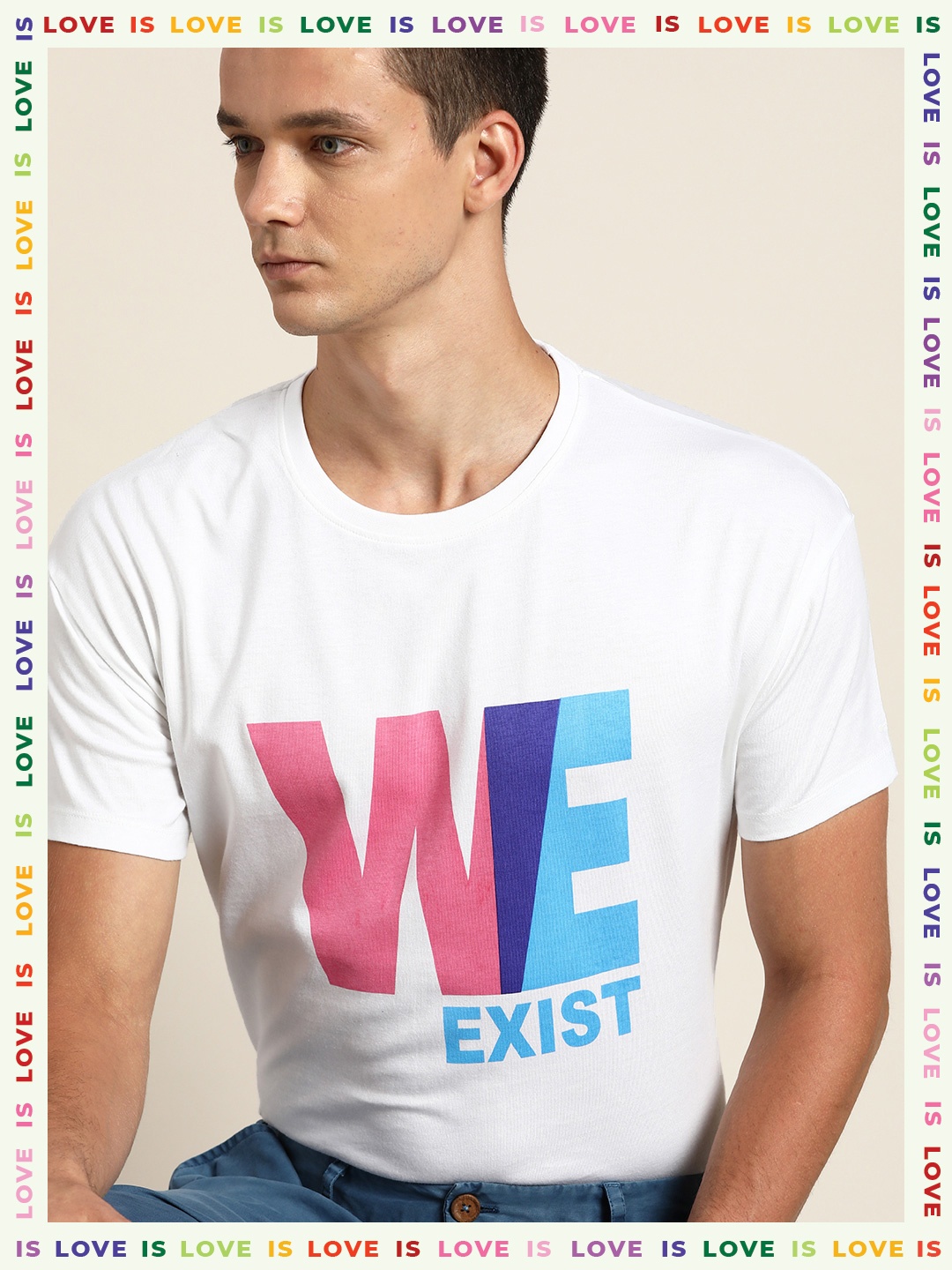 

ether Unisex White Pink Typography Print Round Neck Pure Cotton T-shirt