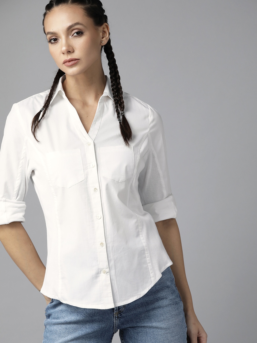 

Roadster Women White Casual Shirt