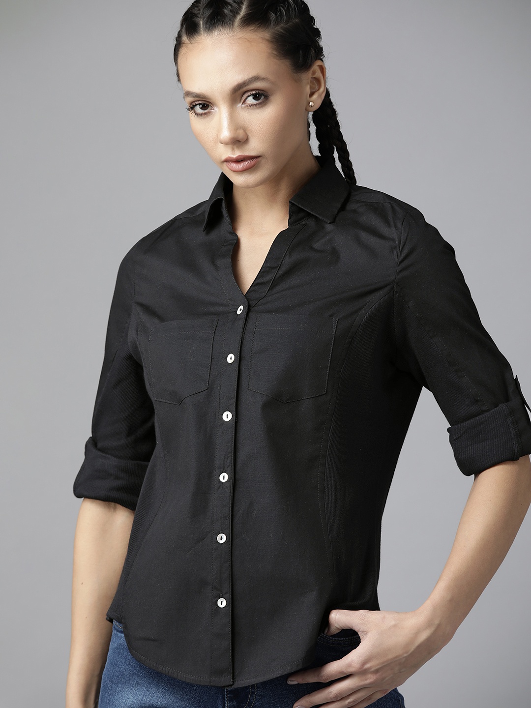 

Roadster Women Black Casual Shirt