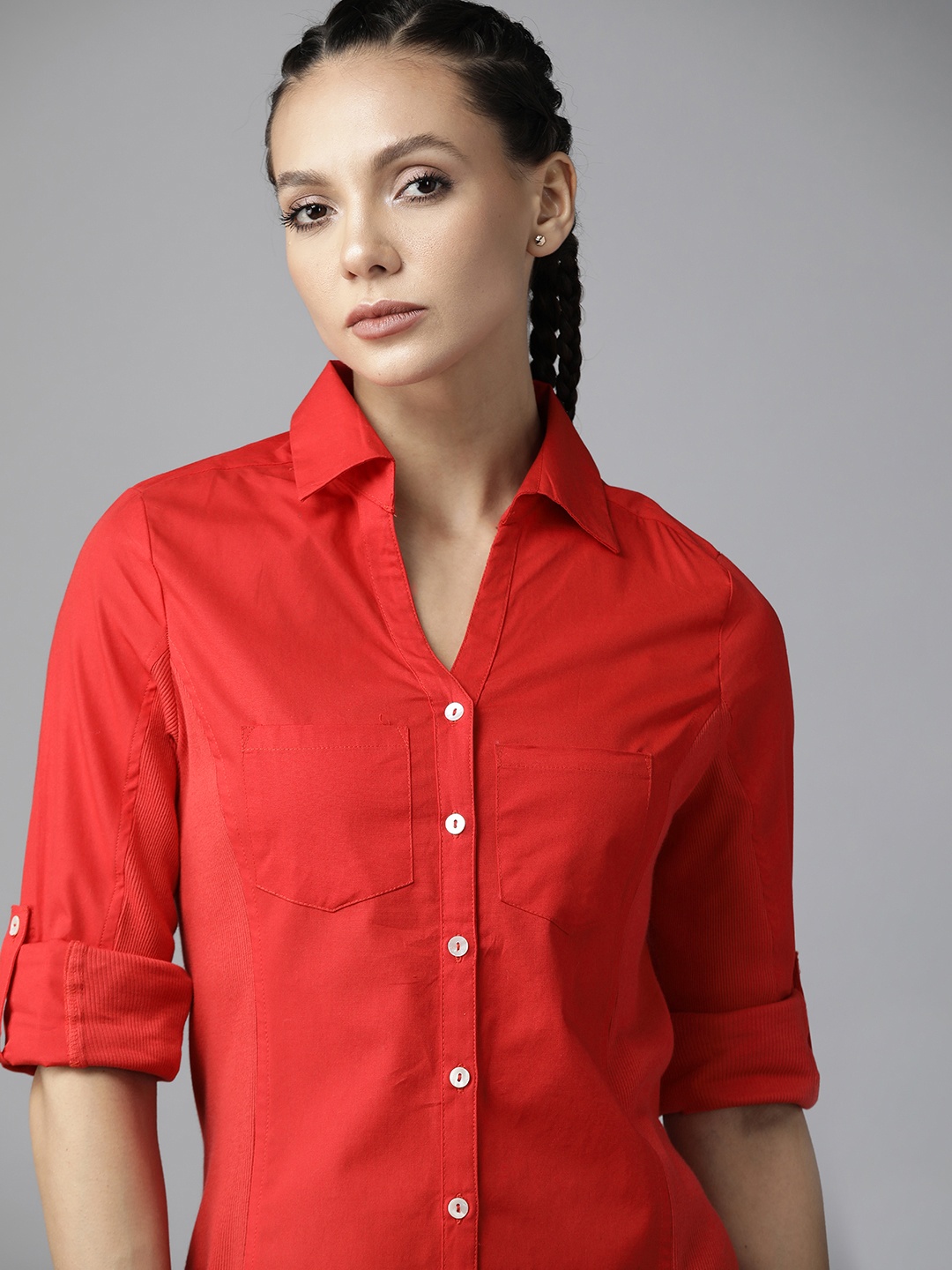 

Roadster Women Red Casual Shirt
