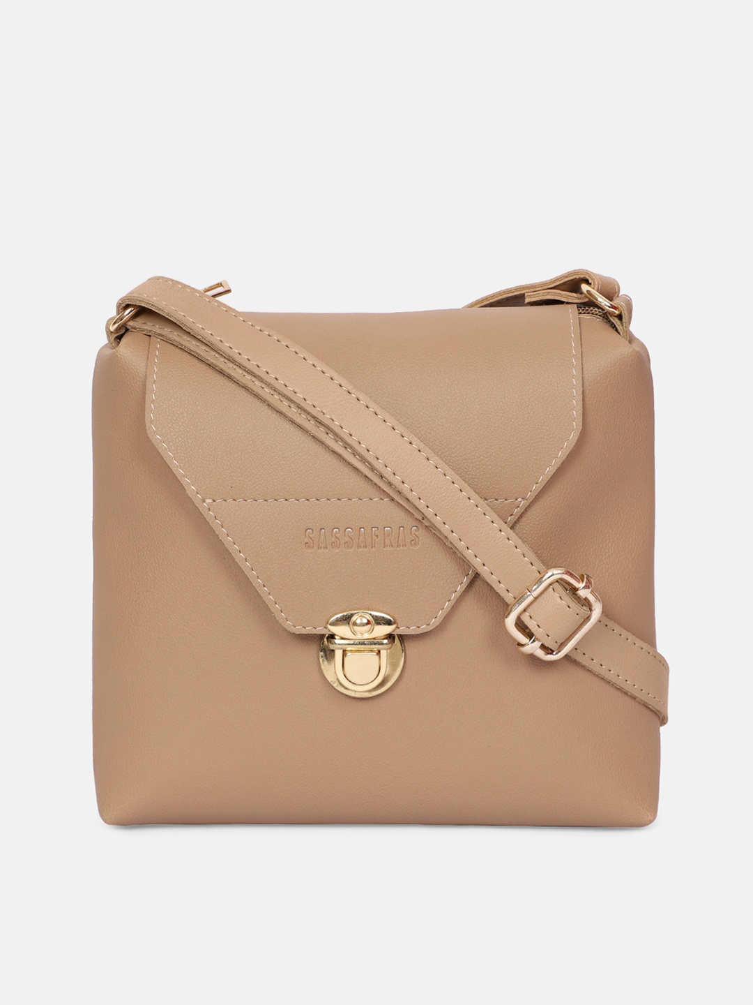 

SASSAFRAS Beige PU Structured Sling Bag