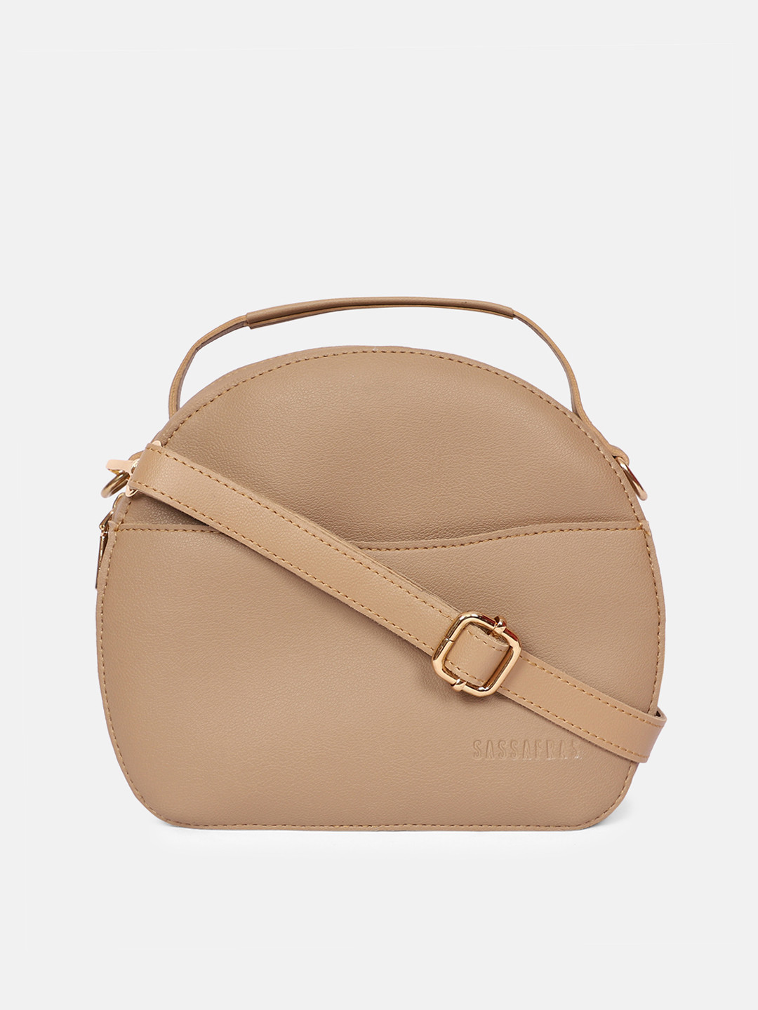 

SASSAFRAS Beige PU Half Moon Sling Bag