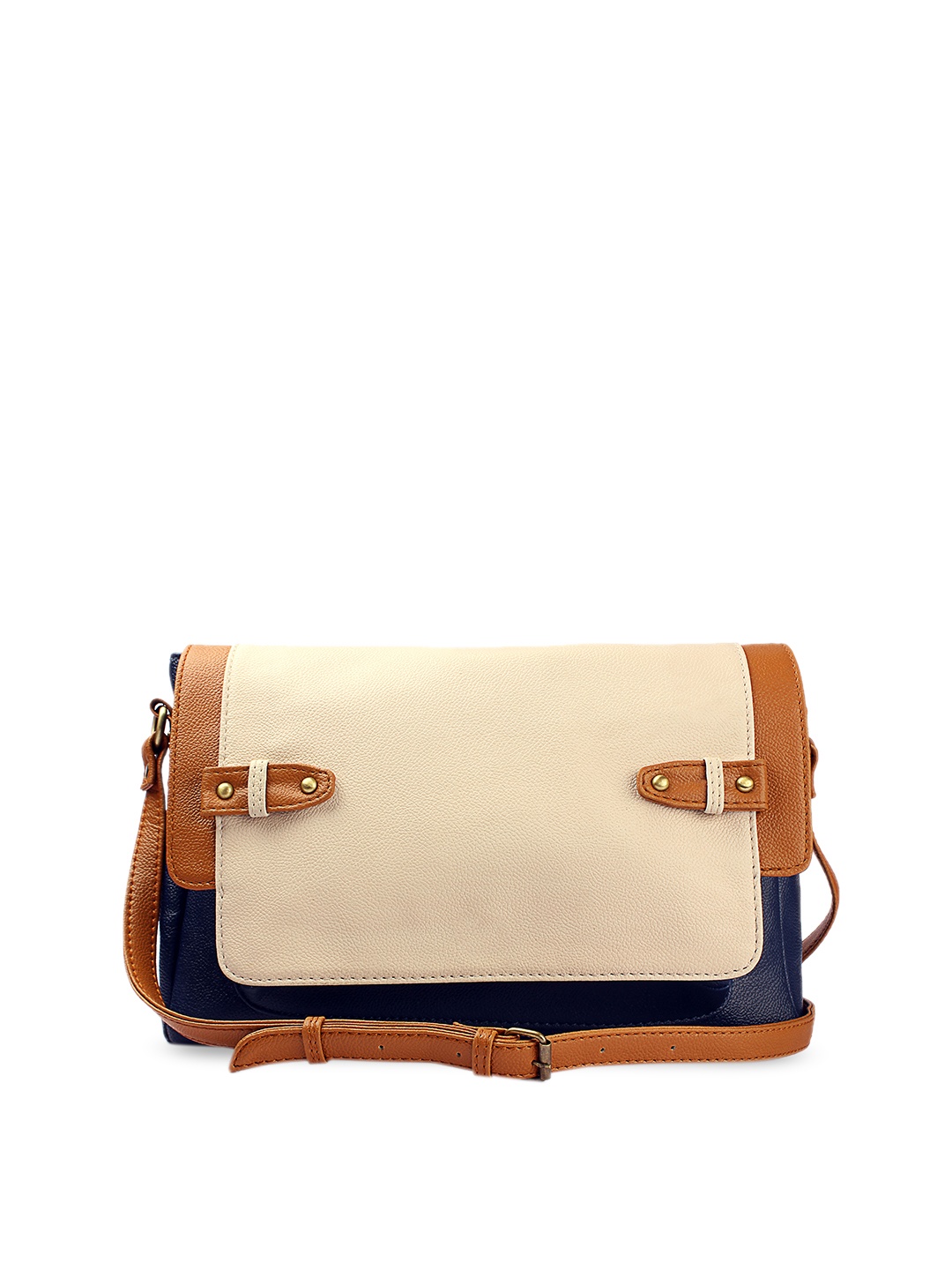 

SASSAFRAS Blue & Cream-Coloured Structured Sling Bag