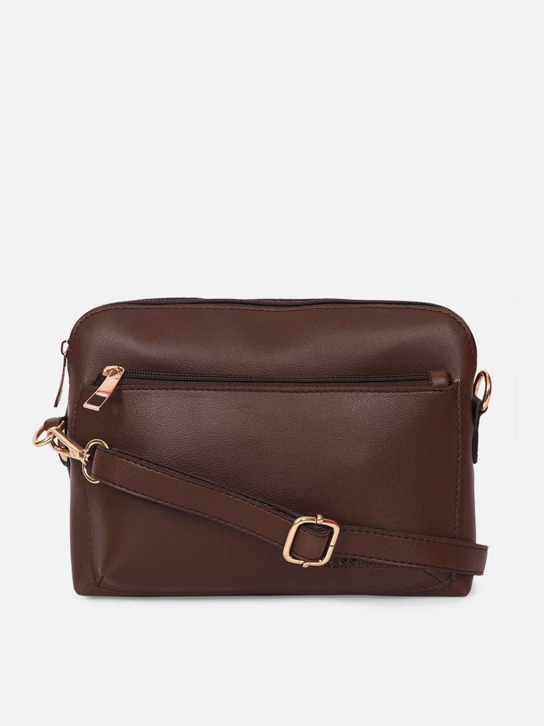 

SASSAFRAS Coffee Brown PU Structured Sling Bag