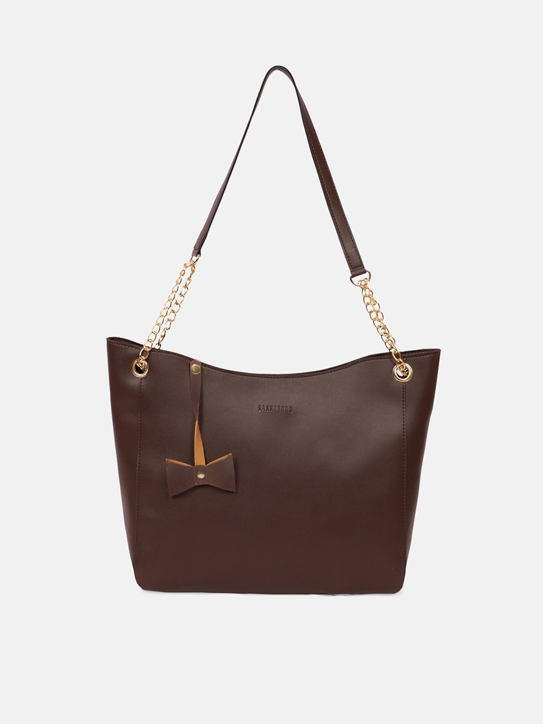 

SASSAFRAS Coffee Brown PU Shopper Handheld Bag