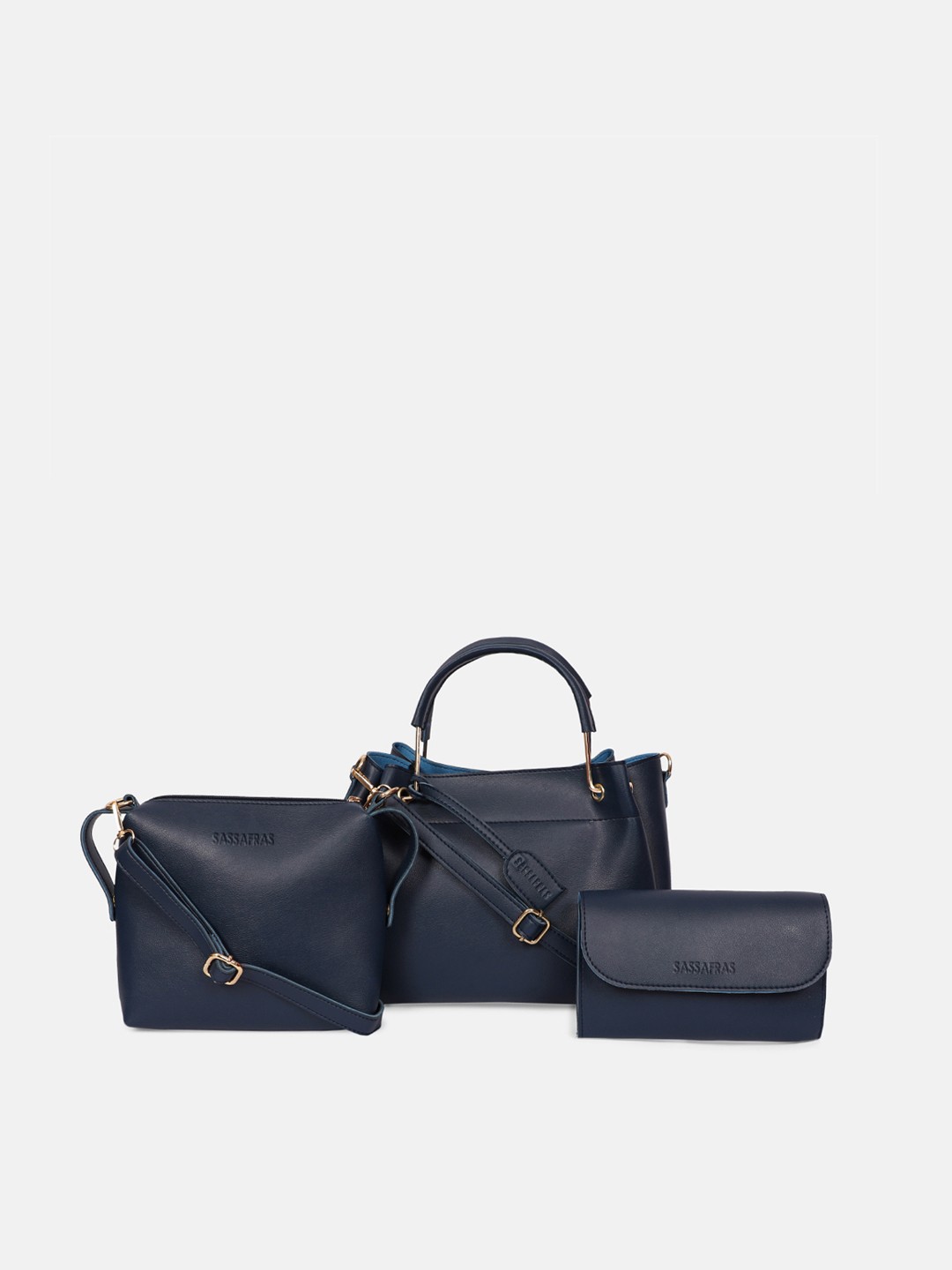 

SASSAFRAS Navy Blue Handheld Bag with Sling Bag & Wallet