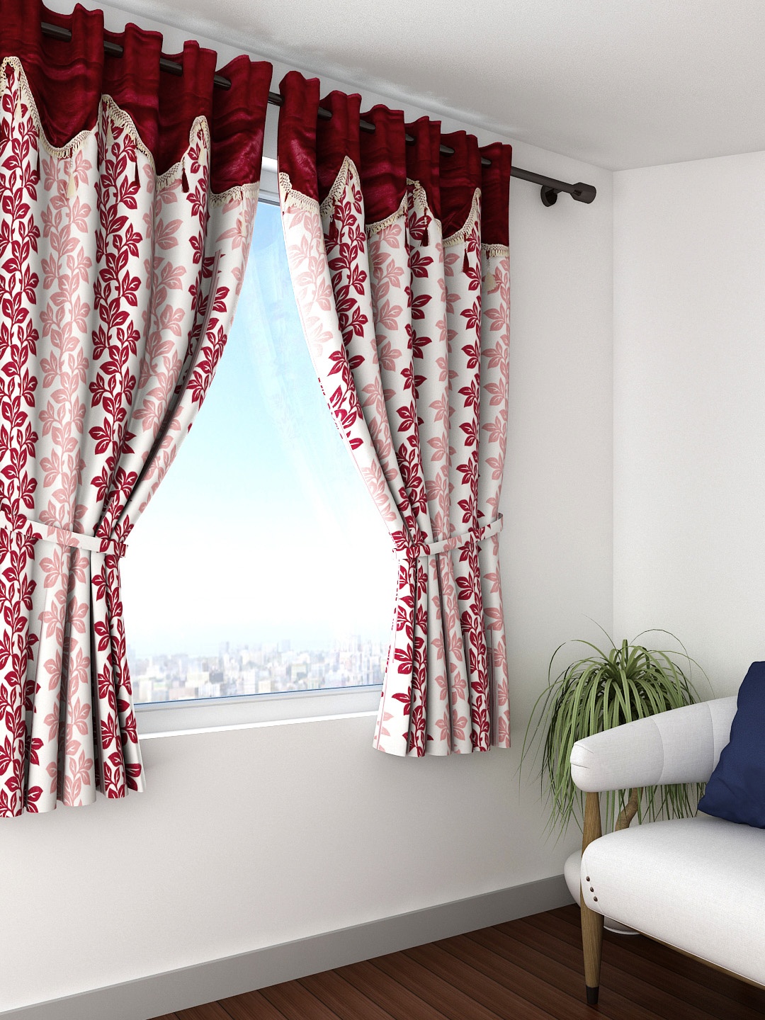 

Cortina Set of 2 Off-White Printed Window Curtains