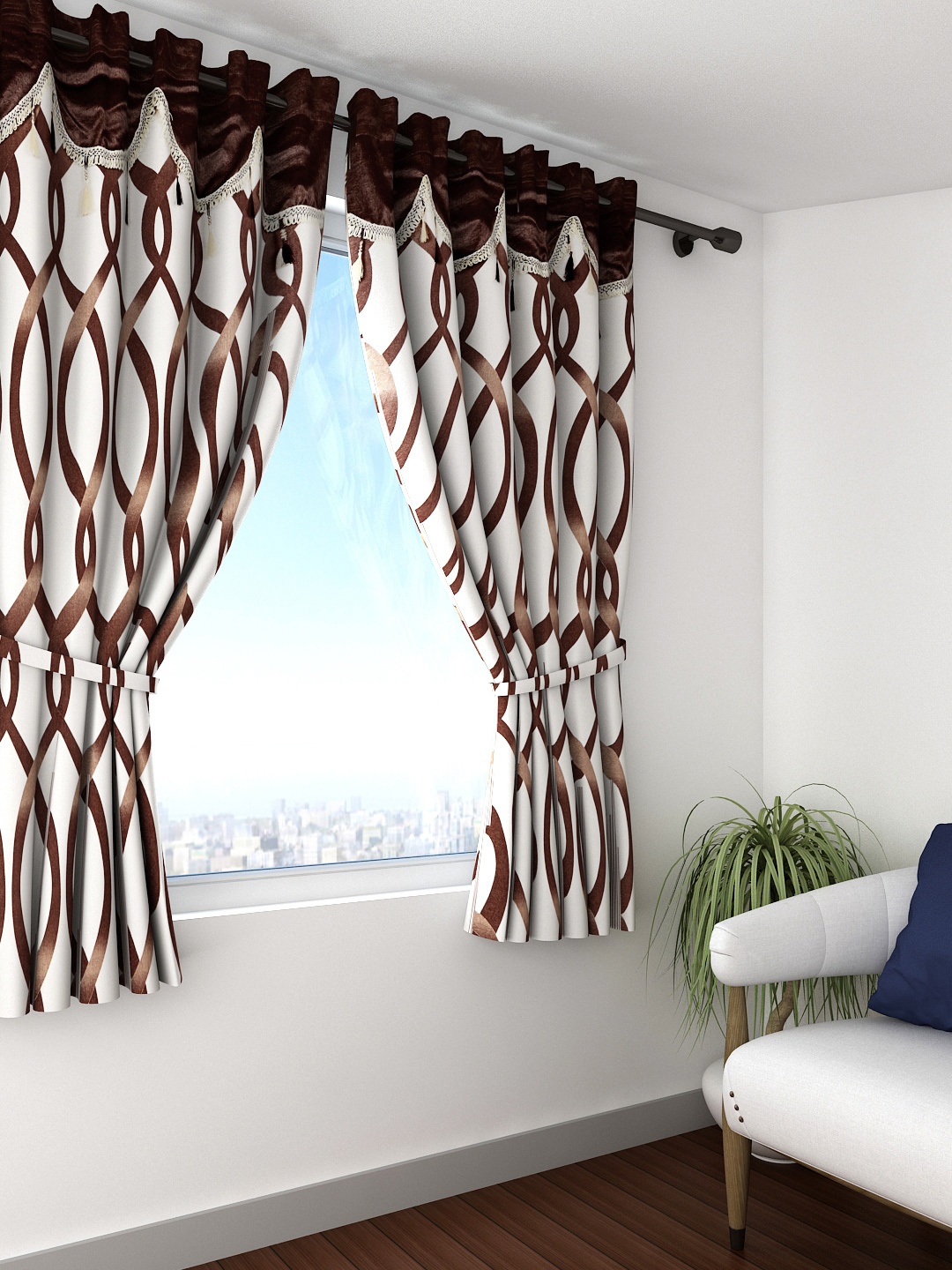 

Cortina Set of 2 Off-White Printed Window Curtains
