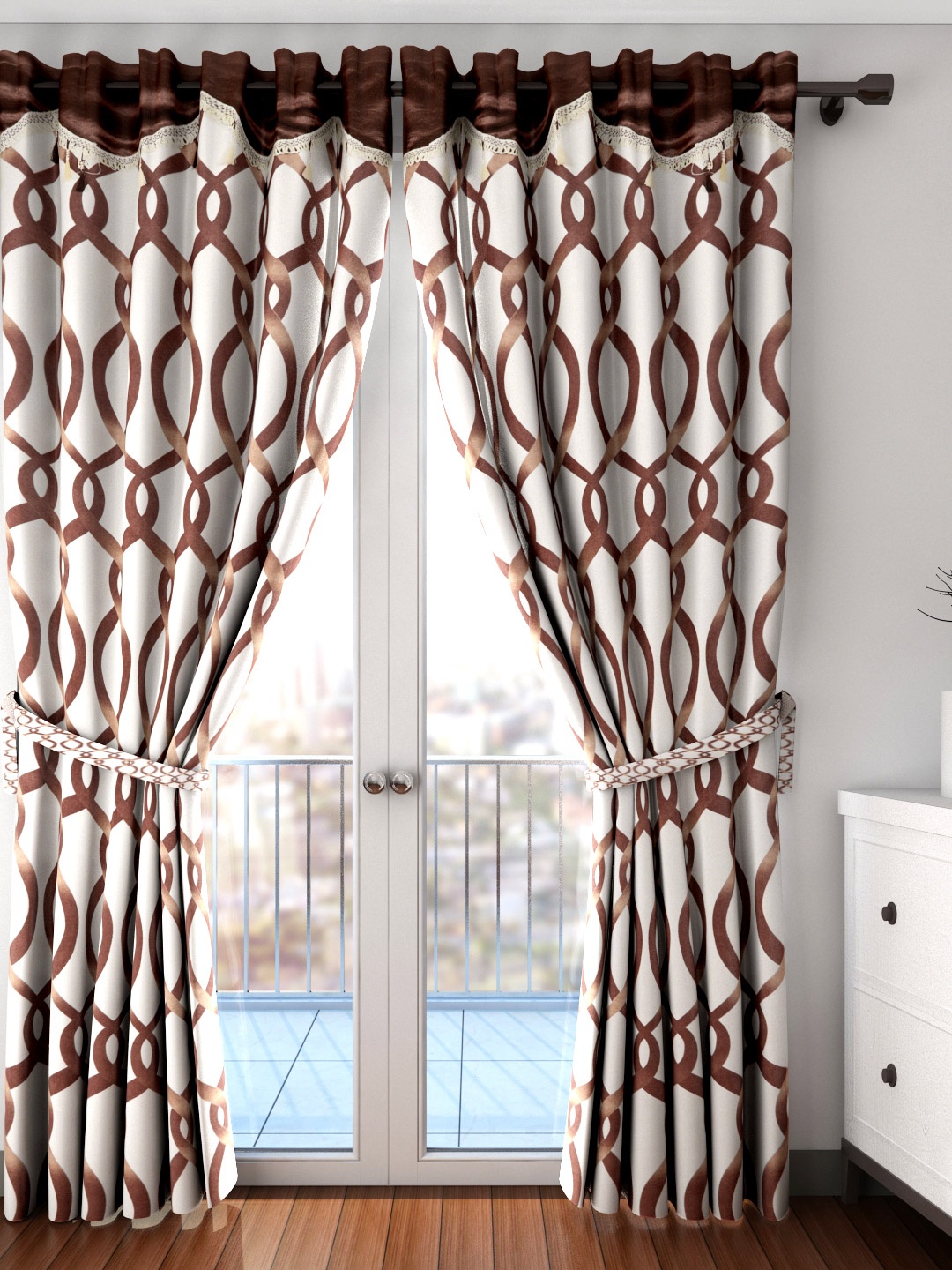 

Cortina Set of 2 Brown Printed Long Door Curtains