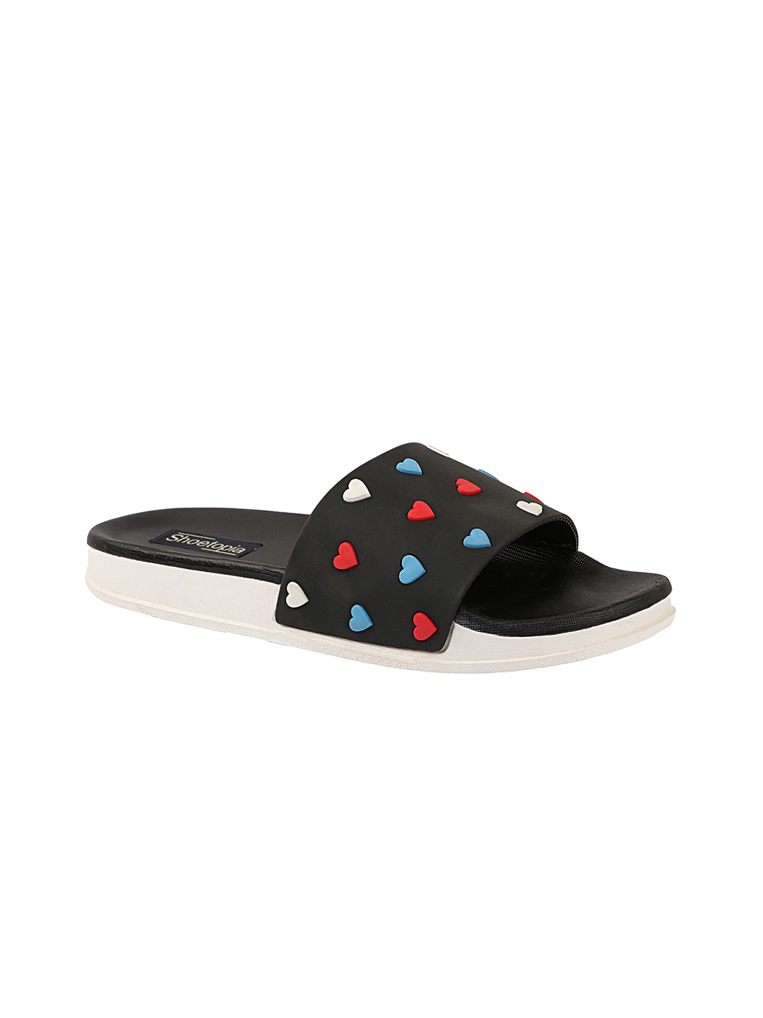 

Shoetopia Women Black & Red Printed Rubber Sliders