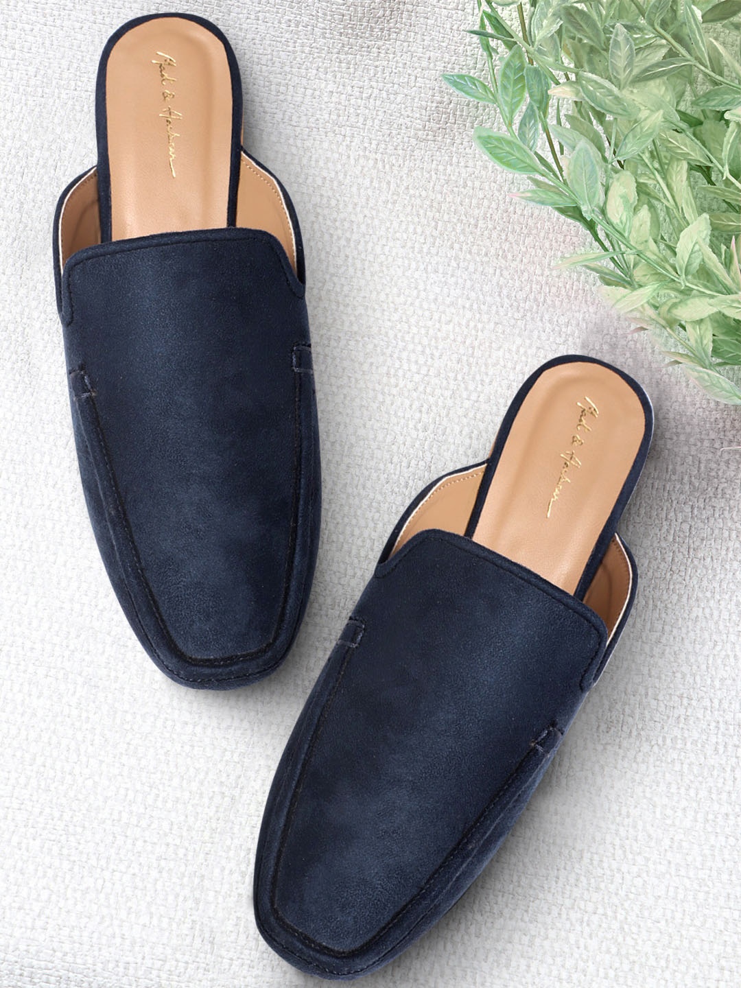 

Mast & Harbour Women Navy Blue Solid Mules