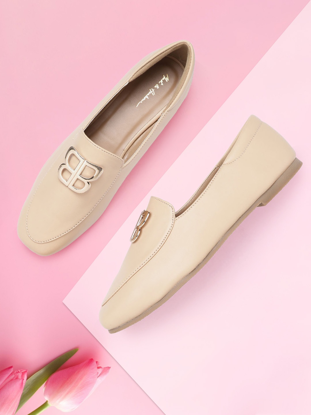 

Mast & Harbour Women Beige & Gold-Toned Ballerinas