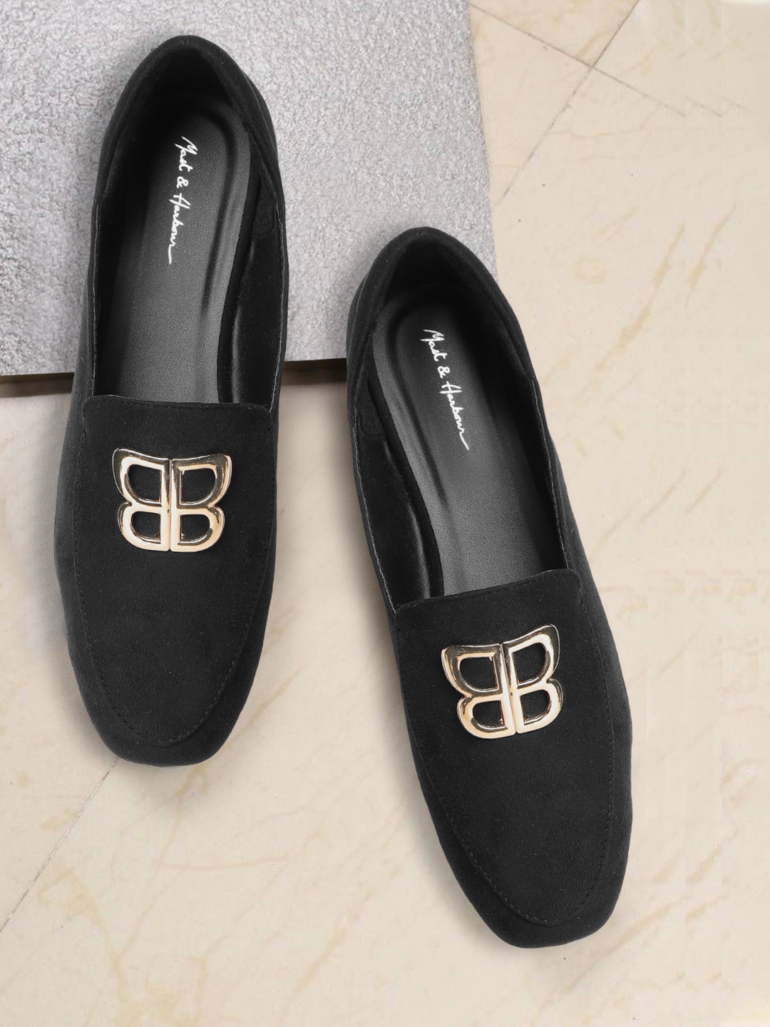 

Mast & Harbour Women Black Solid Loafers