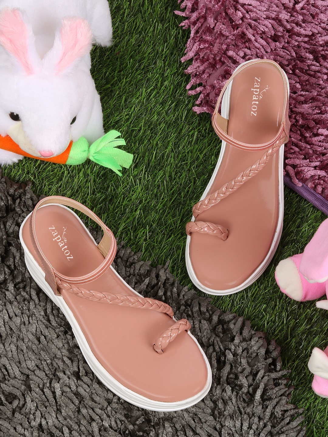 

ZAPATOZ Pink PU Wedge Sandals