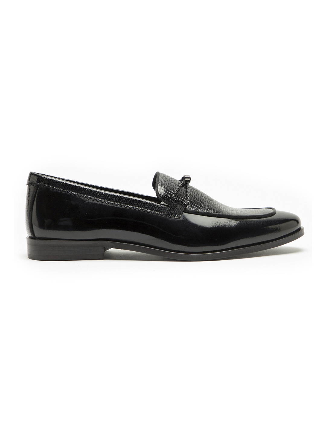 

RARE RABBIT Men Black Leather Formal Slip-Ons