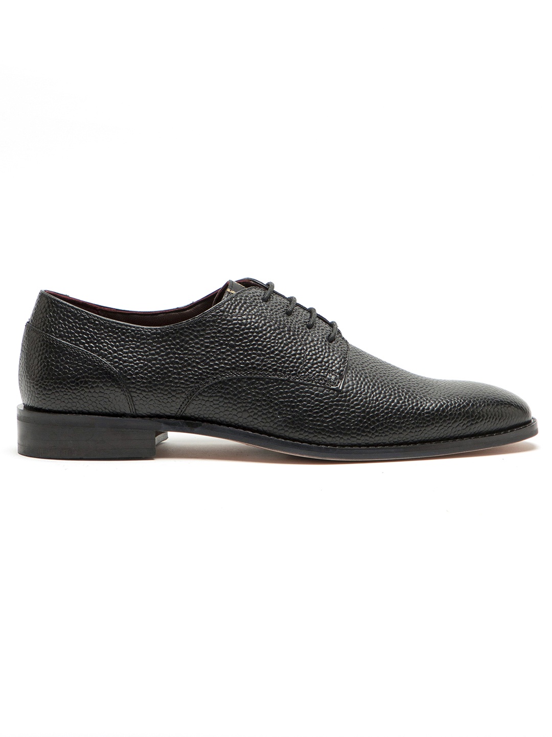 

RARE RABBIT Men Black Textured Leather Formal Derbys