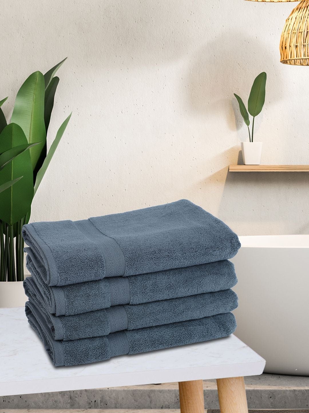 

BIANCA Set Of 4 Grey Solid 380 GSM Pure Cotton Terry Bath Towels