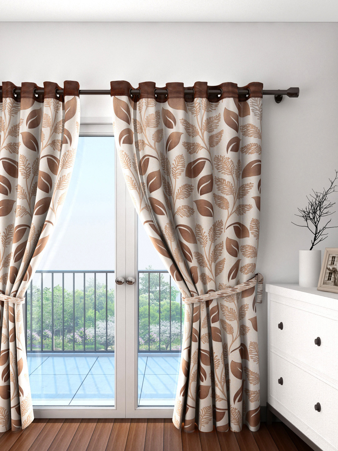 

Cortina Brown Single Leaf Print Door Curtain