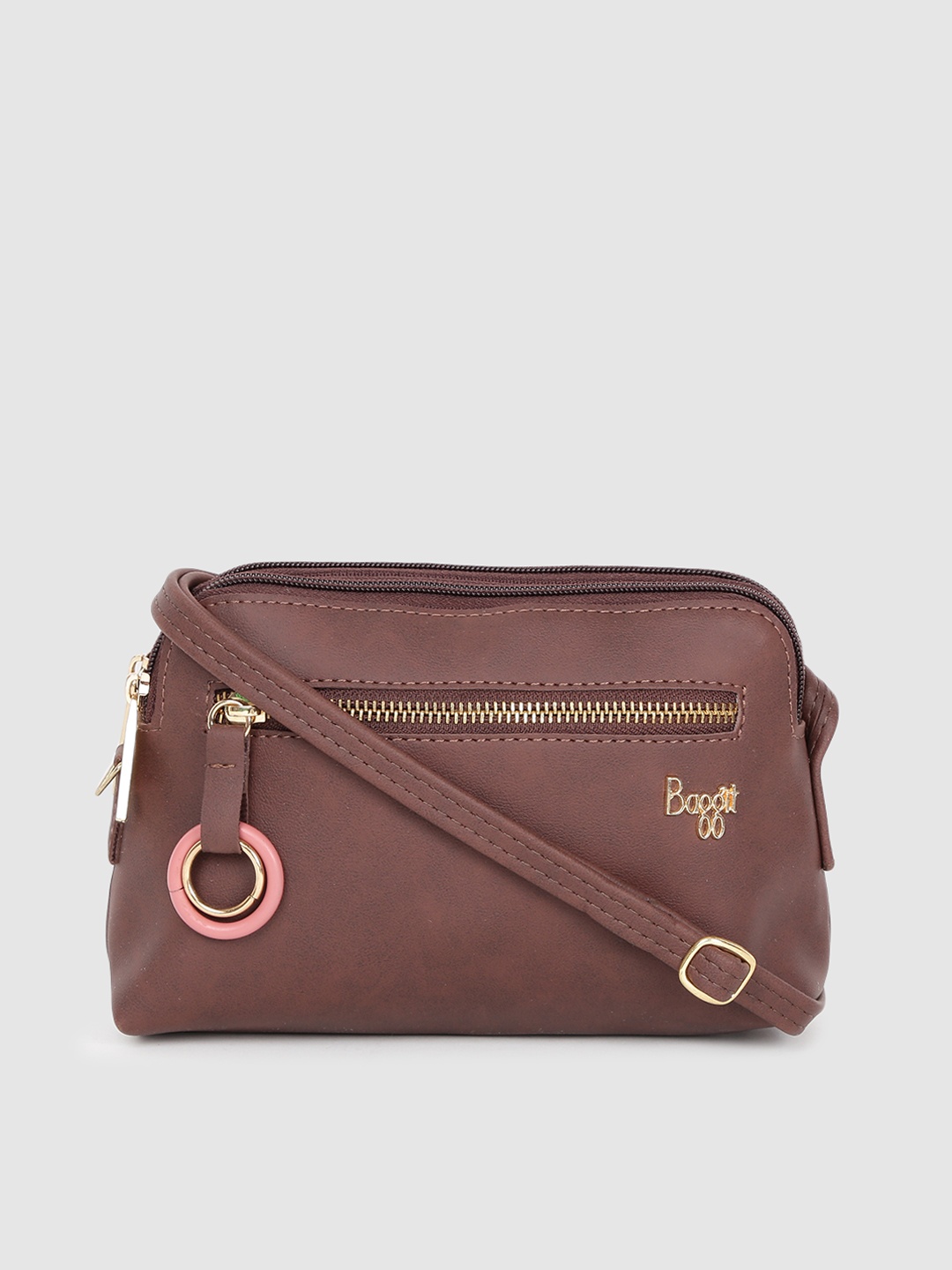 

Baggit Coffee Brown Structured Sling Bag
