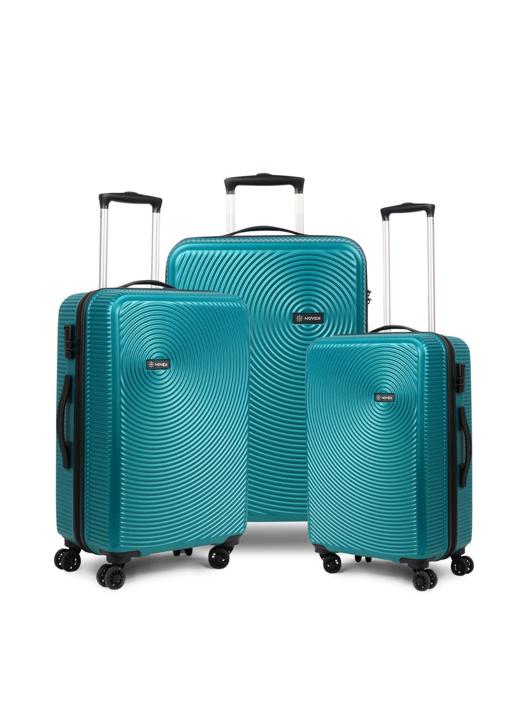 

NOVEX Unisex Set of 3 Green Textured Hard-Sided Trolley Suitcases