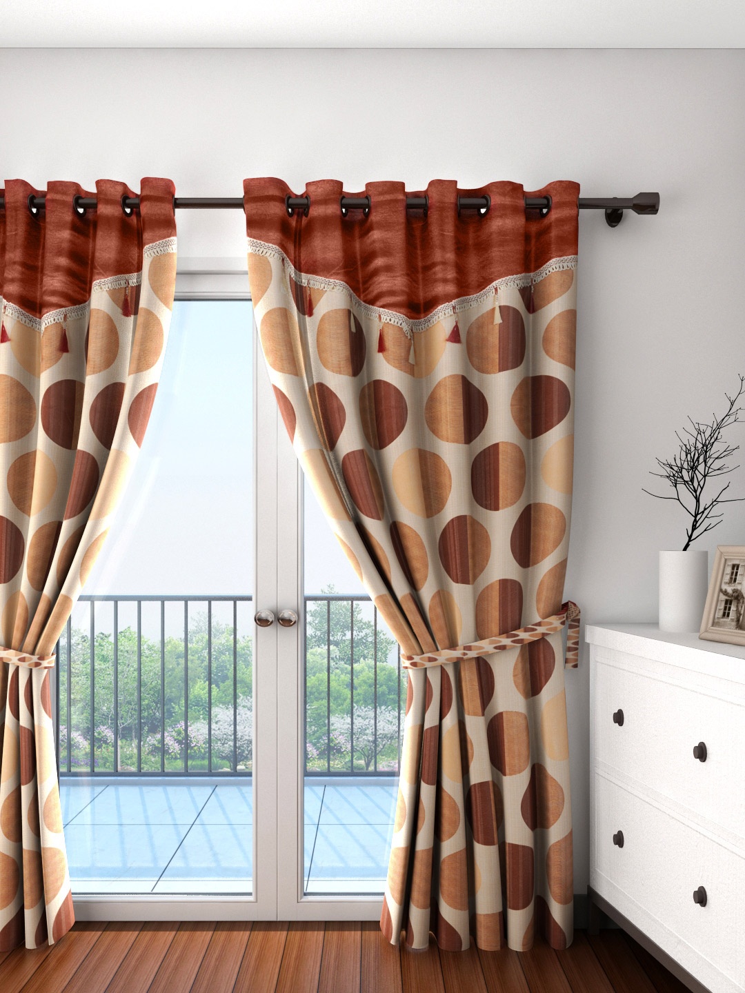 

Cortina Beige Single Printed Door Curtain
