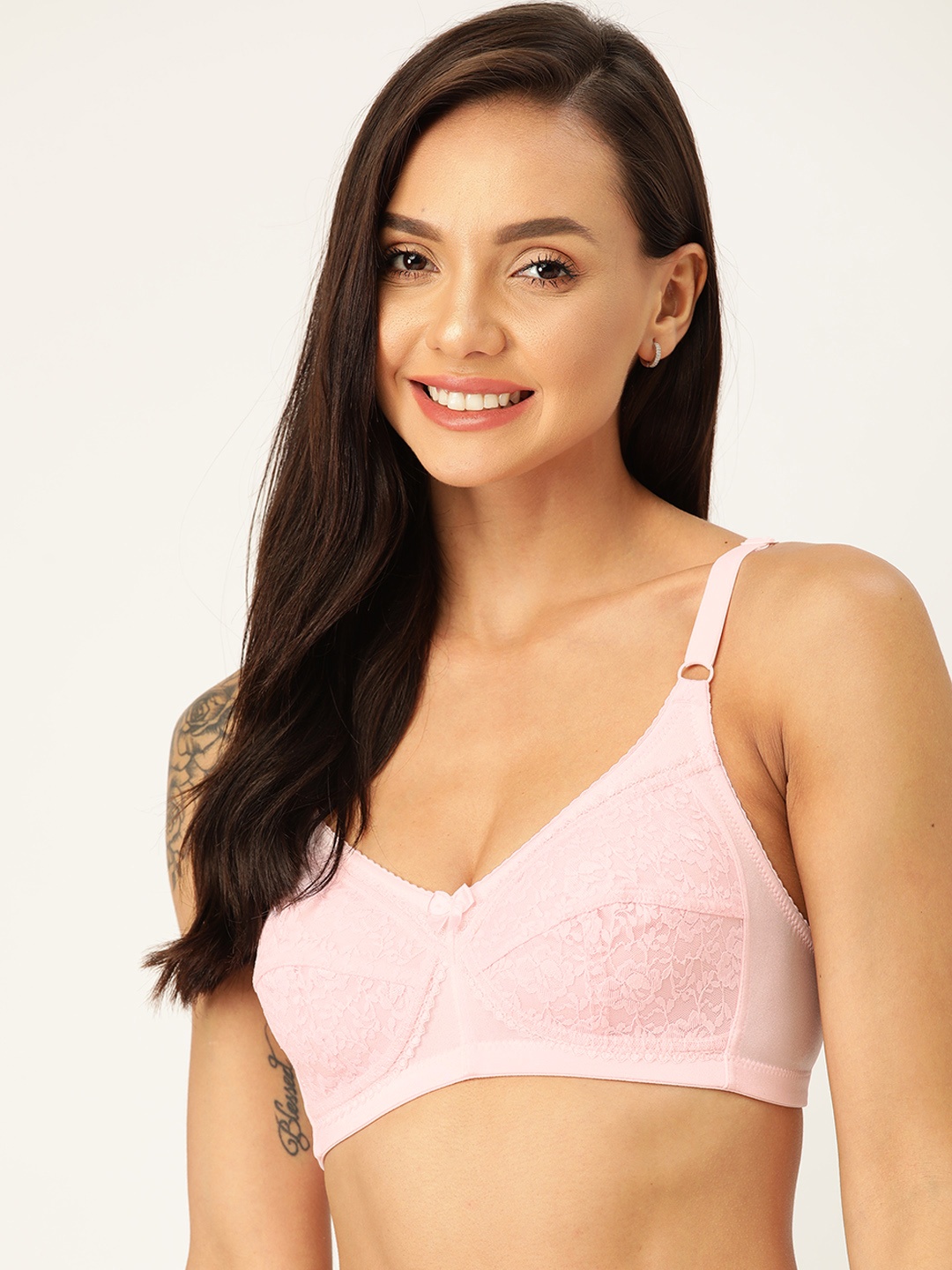

DressBerry Pink Floral Everyday Bra Medium Coverage