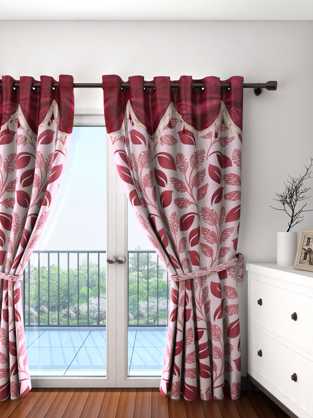 

Cortina Pink Single Leaf Print Door Curtain