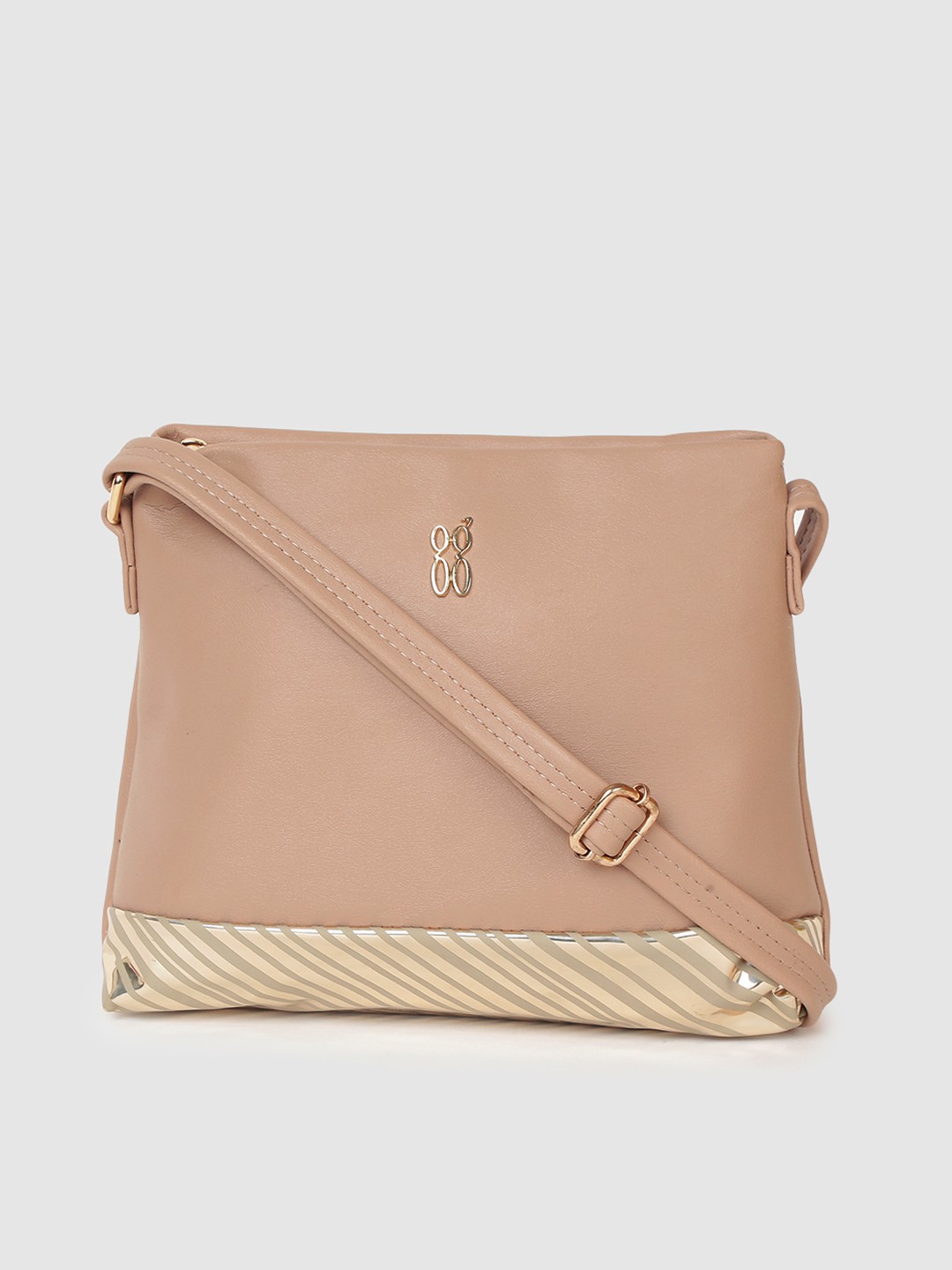 

Baggit Beige Stripe Printed Structured Sling Bag