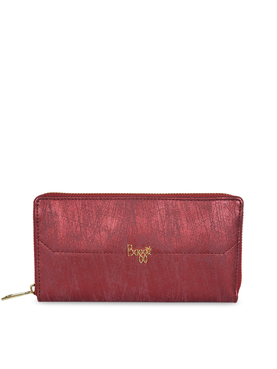 

Baggit Women Red Self Design Zip Around Wallet