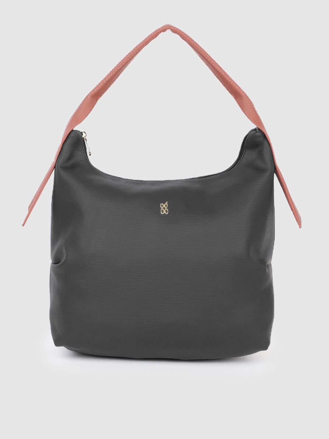 

Baggit Women Black Solid Structured Hobo Bag