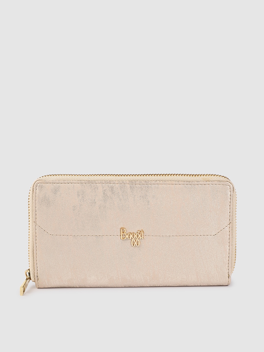 

Baggit Women Gold-Toned Solid Zip Around Wallet